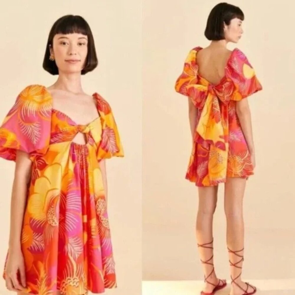 NWT FARM RIO SUMMER GARDEN OMBRE MINI DRESS, LARGE